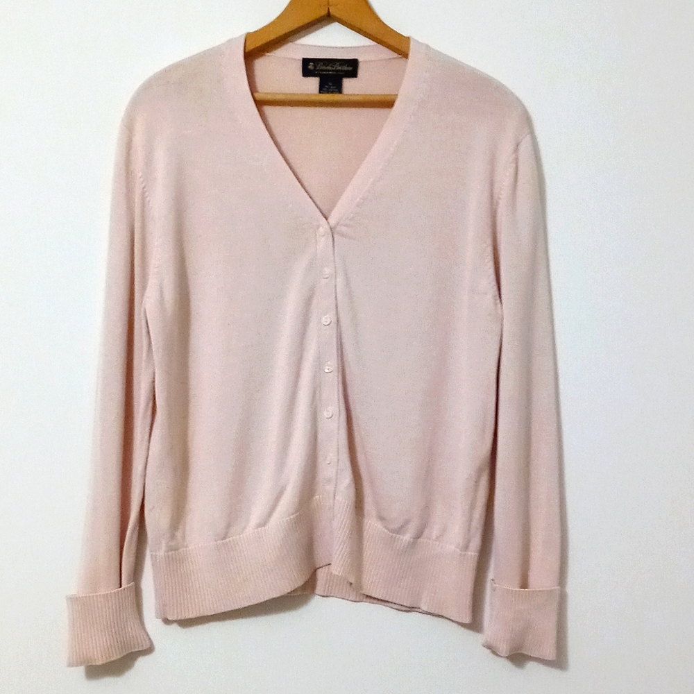 Brooks Bros. silk cotton/blend womens cardigan in blush/ballet pink, size XL